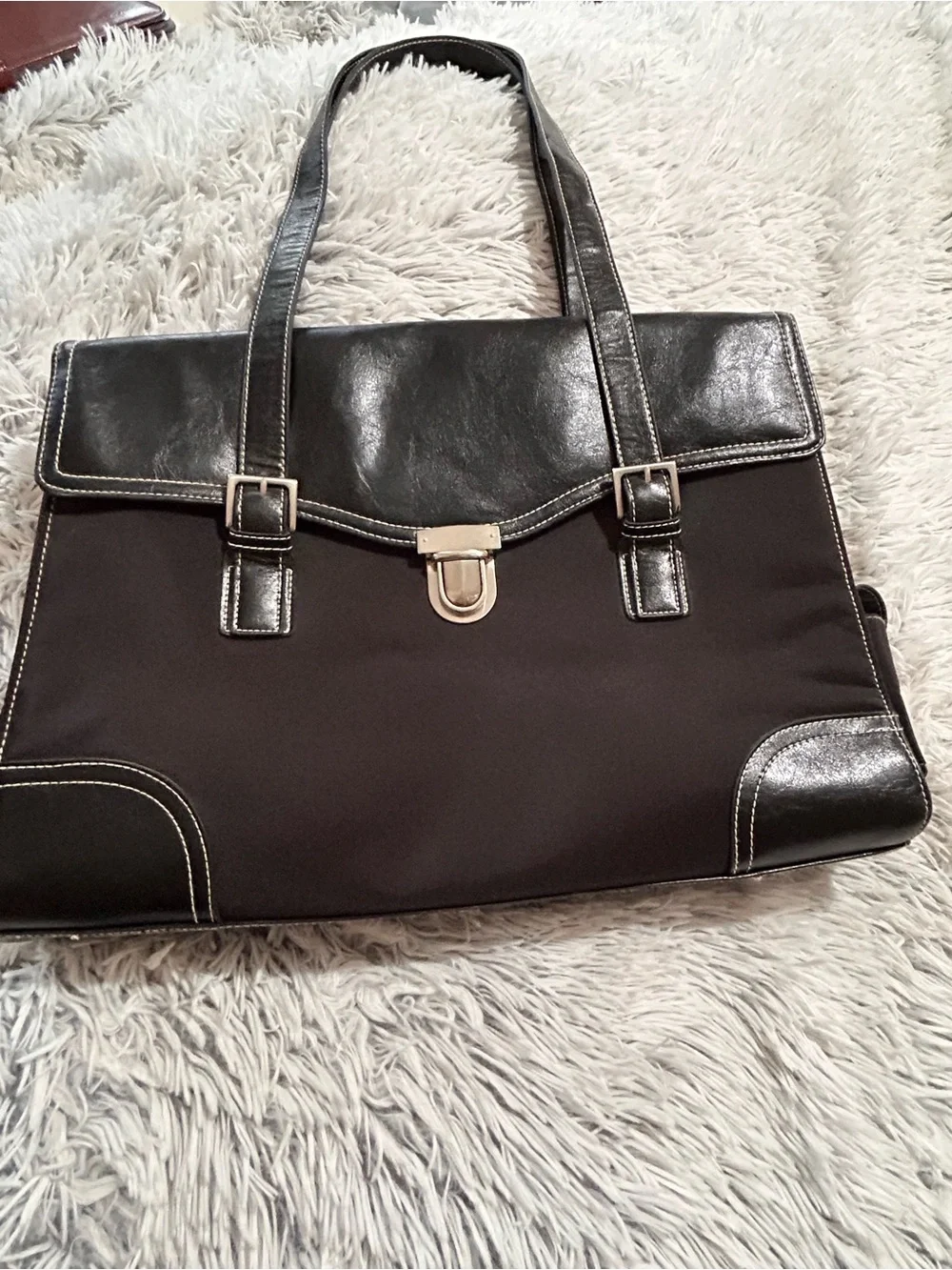 WORTHINGTON Women’s Black Faux Leather Laptop Business Bag.-Excellent Condition